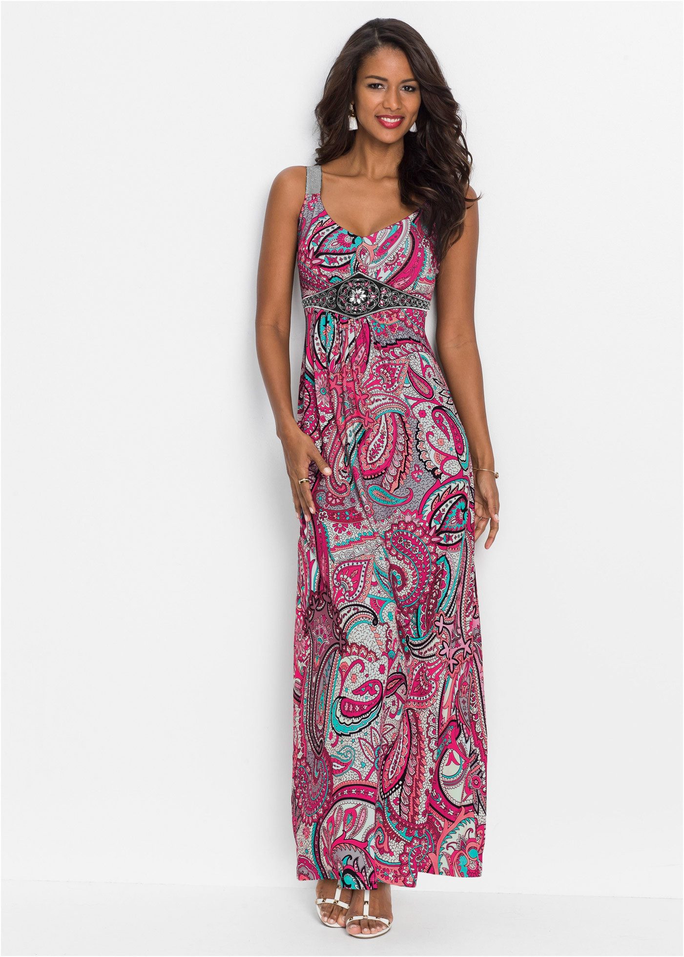 bonprix Maxikleid ohne Ärmel, elastisches Material, schmale Passform