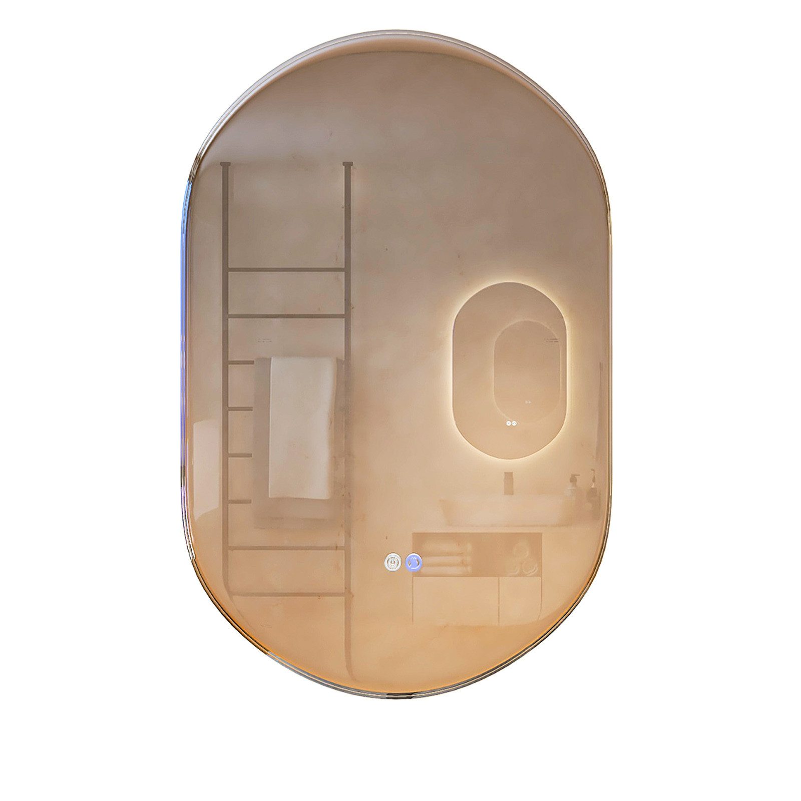 COSTWAY LED-Lichtspiegel Badspiegel, 80x50cm Oval, Touch Funktion günstig online kaufen
