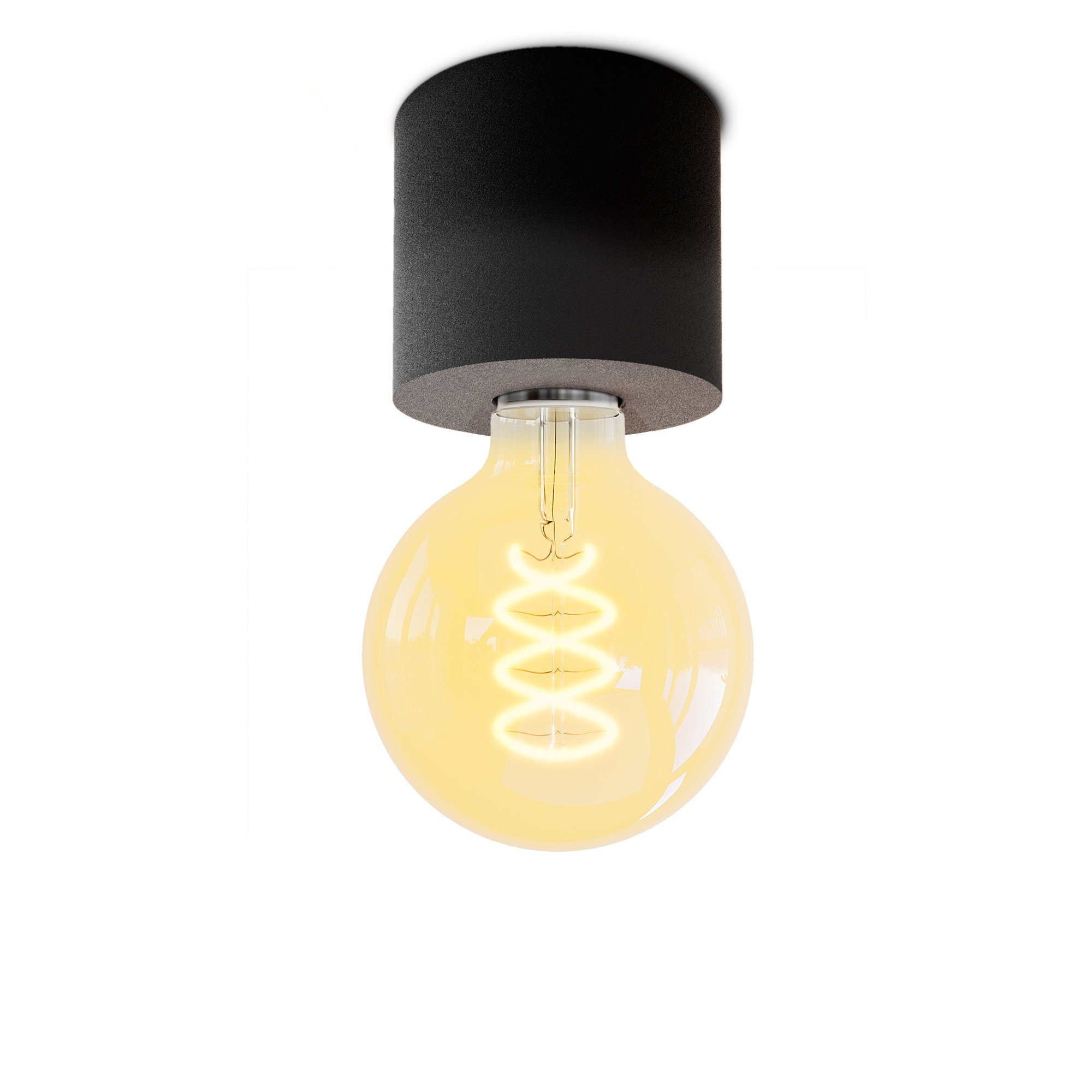 SSC-LUXon Aufbauleuchte NAMBI Decken Aufbaulampe Warmweiß schwarz Extra E27 dimmbar, Retro LED Globe mit