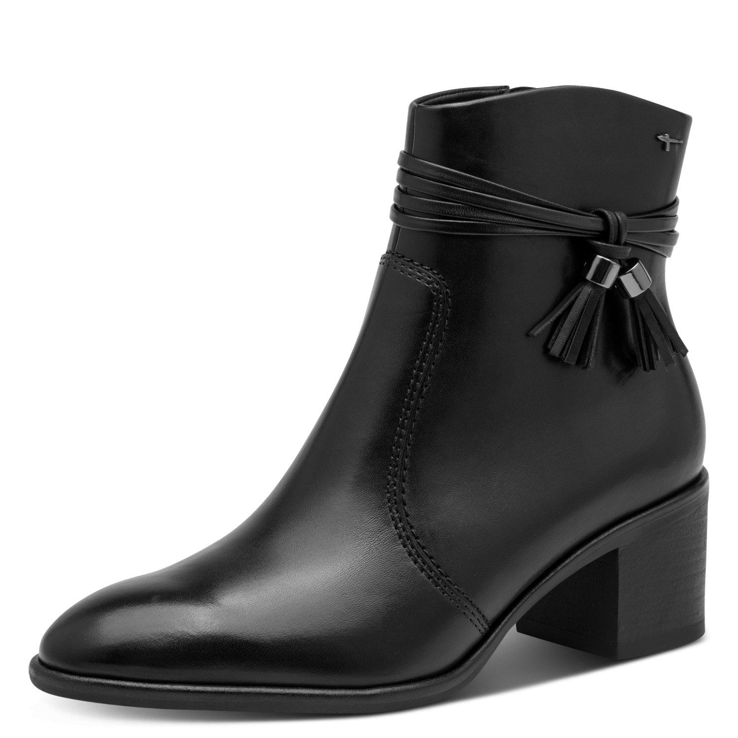 Tamaris Stiefelette Blockabsatz, Ankleboots mit Zierriemen und Fransen