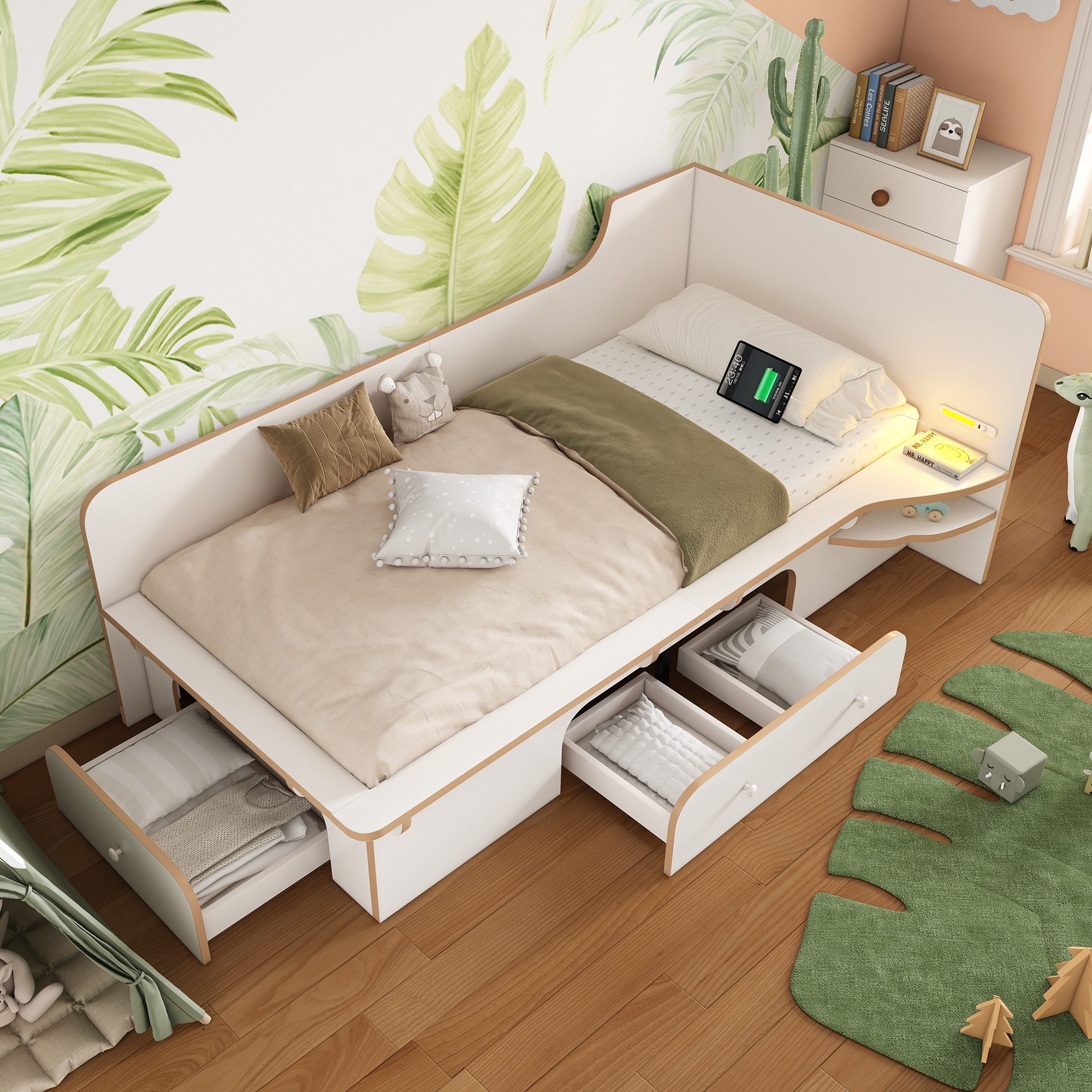 Ulife Kinderbett Holzbett mit Leselicht, USB, günstig online kaufen