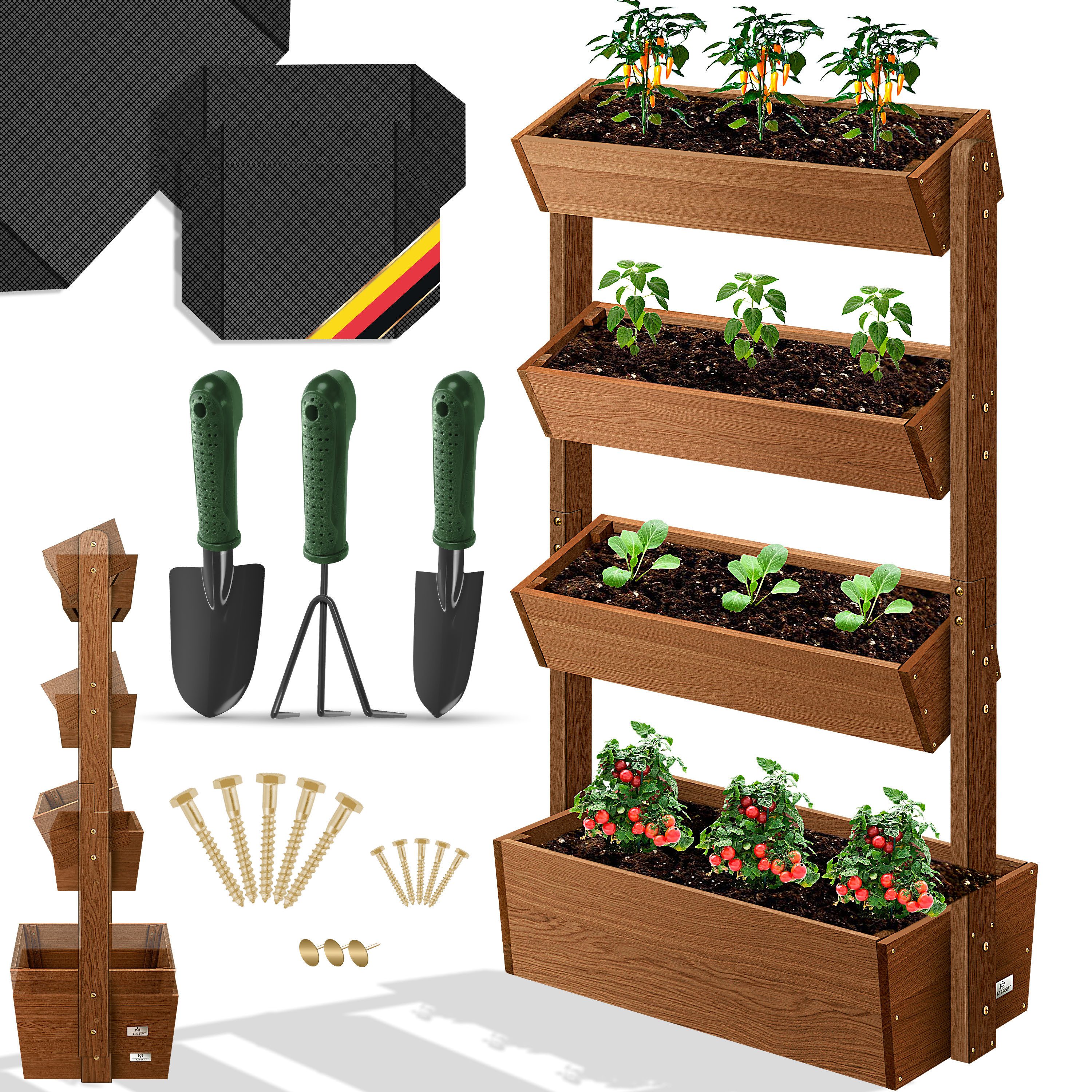 KESSER Hochbeet, mit Etagen Premium Blumenkasten Blumentreppe Gemüsebeet Blumenbeet