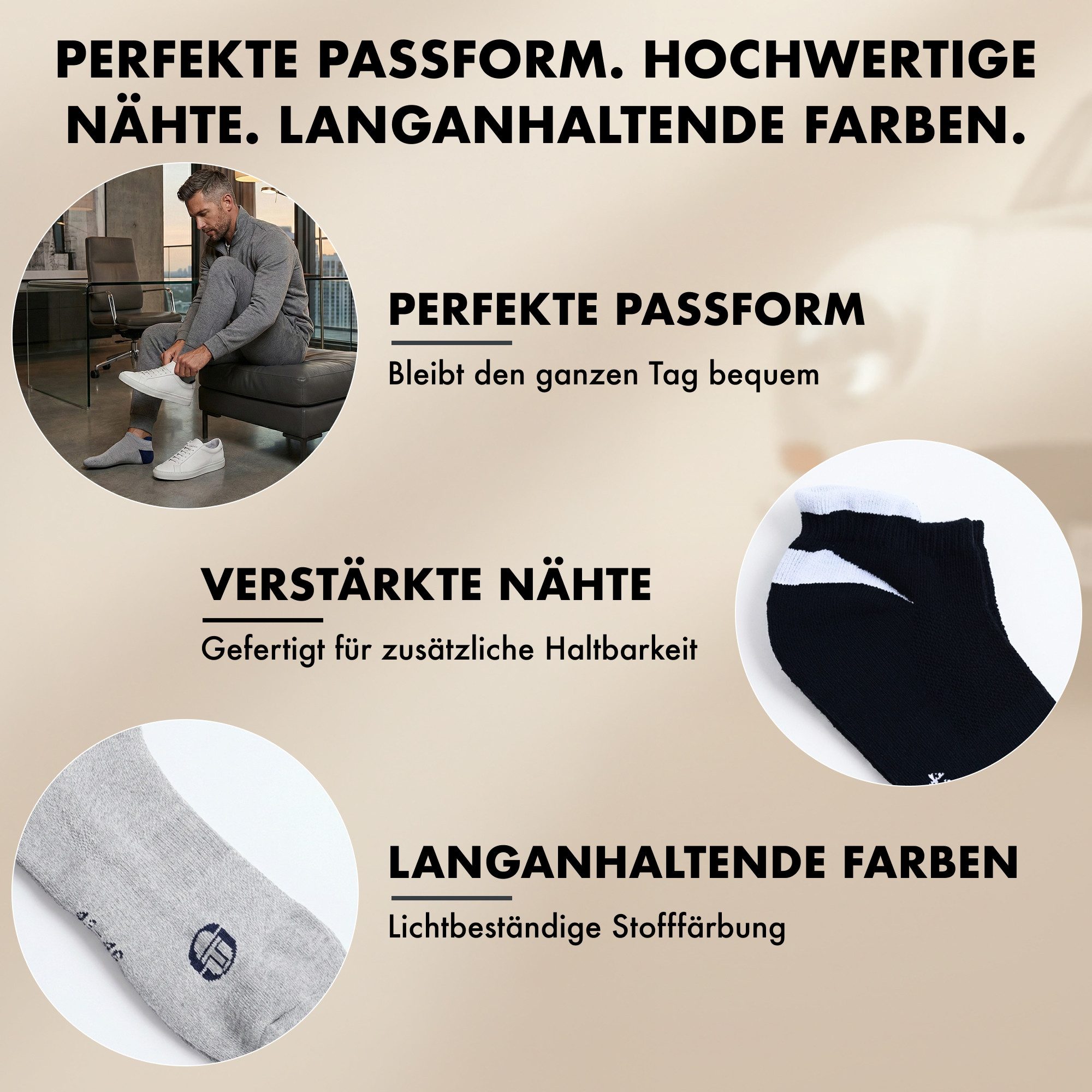 Ovatics Empowering Innovation Sportsocken Sergio Tacchini Herren Sneaker Socken 8 Paar - Premium Baumwollmix