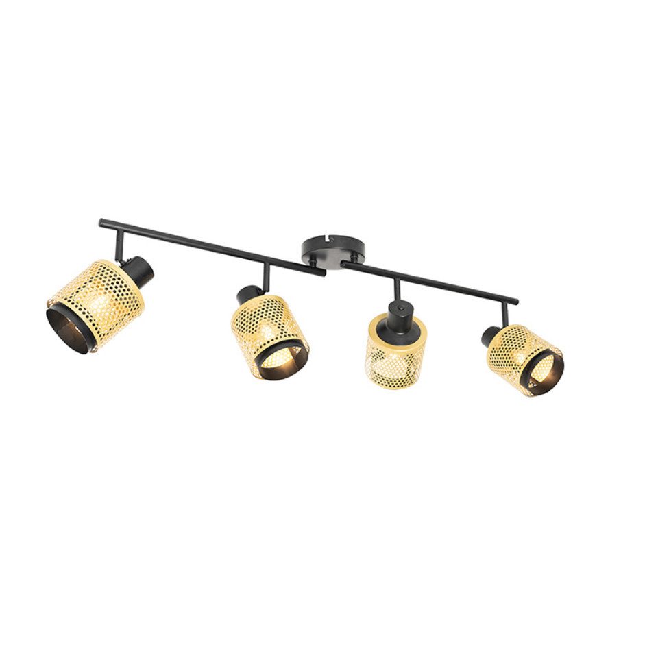 Qazqa LED Aufbaustrahler Kayden, ohne Leuchtmittel, Warmweiß, QAZQA Aufbau­spot, e14, Gold, Stahl, Industrie