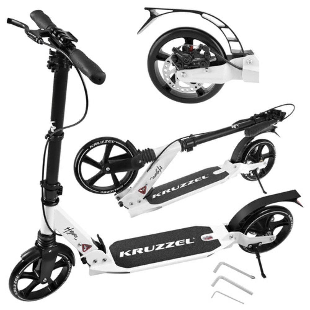 KRUZZEL Tretroller Cityroller Scooter, (1 tlg., Stoßdämpfer, Bremse), große Gummiräder sorgen für ruhige Fahrt, guten Grip
