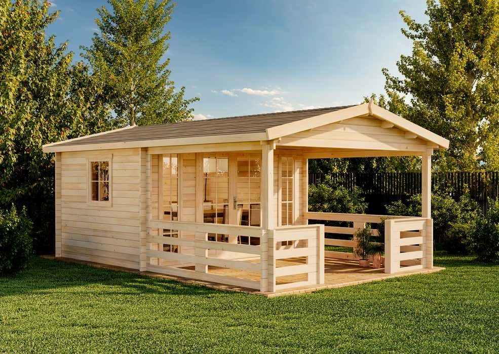 Alpholz Gartenhaus Holz Lappland - 40 B, BxT: 410x594 cm, in Naturbelassen mit 40mm Wandstärke