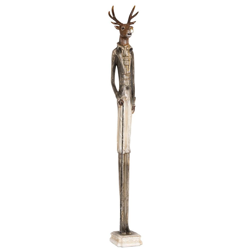 Clayre & Eef Dekofigur Clayre & Eef Dekorative Figur Decoration Hirsch 12 * 12 * 92 cm Grau