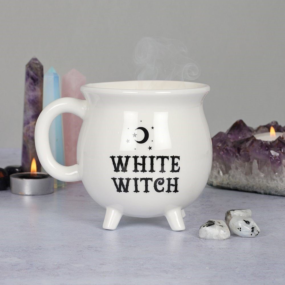 weiß Magic Tasse Hexe Hexenkessel Tasse MystiCalls Black Teetasse Kaffeetasse - Witch