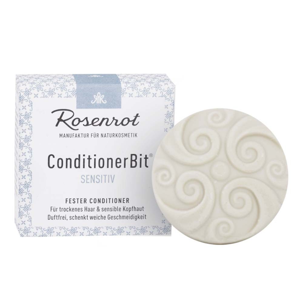 Rosenrot ShowerBit® - Festes Duschgel Sensitiv (55g) Mit Sanftem Peeling - Für Zarte Haut, Mit Bio-Kokosöl & Sheabutter, Duftfrei