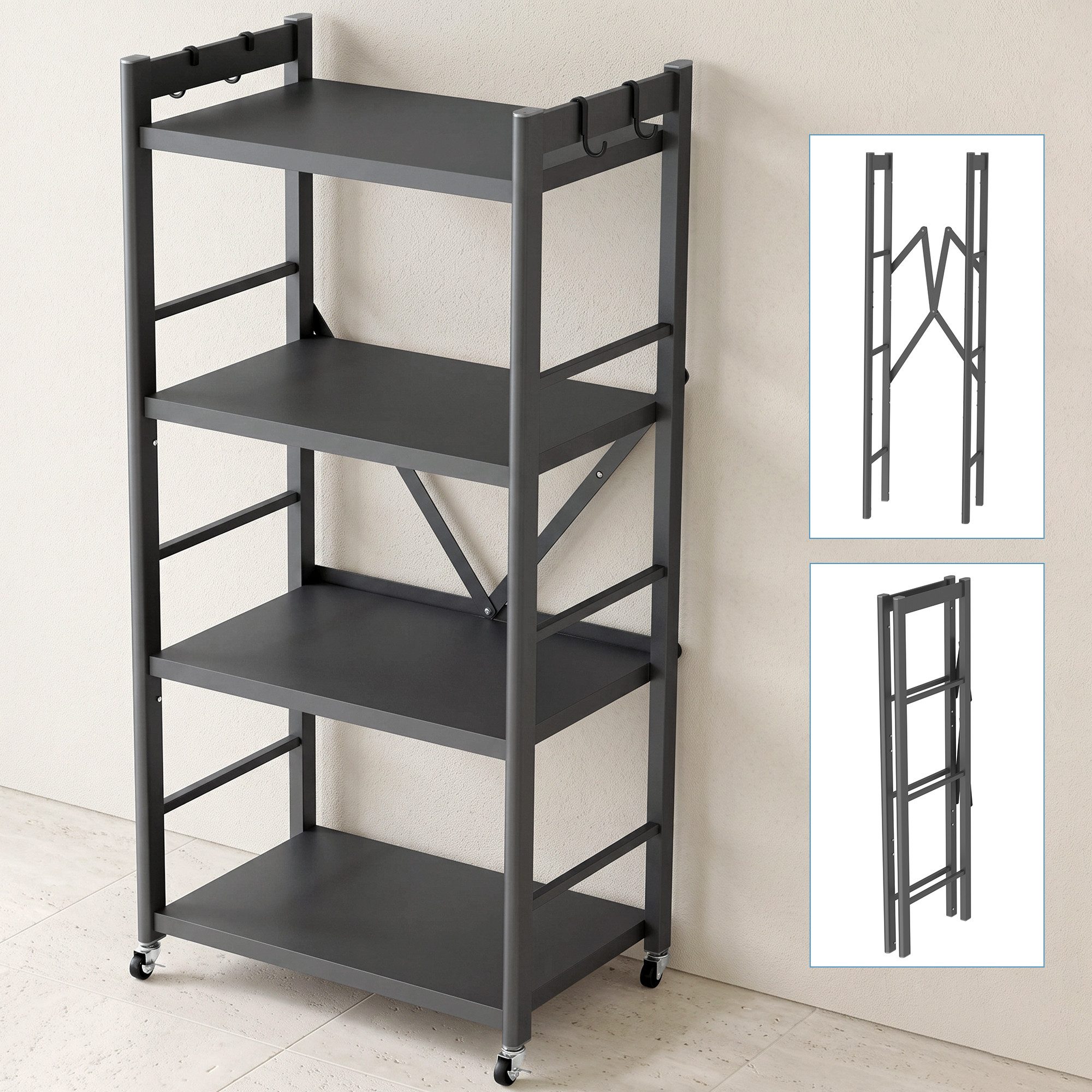 doporro Küchenregal Küchenorganizer mit 4 Ebenen aus verzinktem Stahl 60x41x125cm Reglo-13, Faltbar und flexibel einsetzbar