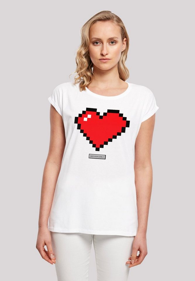 F4NT4STIC T-Shirt F4NT4STIC T-Shirt Pixel Herz Good Vibes Happy People Print