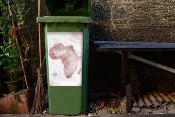 MuchoWow Wandsticker Karte - Afrika - Aquarell - Kompass (1 St), Mülleimer-aufkleber, Mülltonne, Sticker, Container, Abfalbehälter