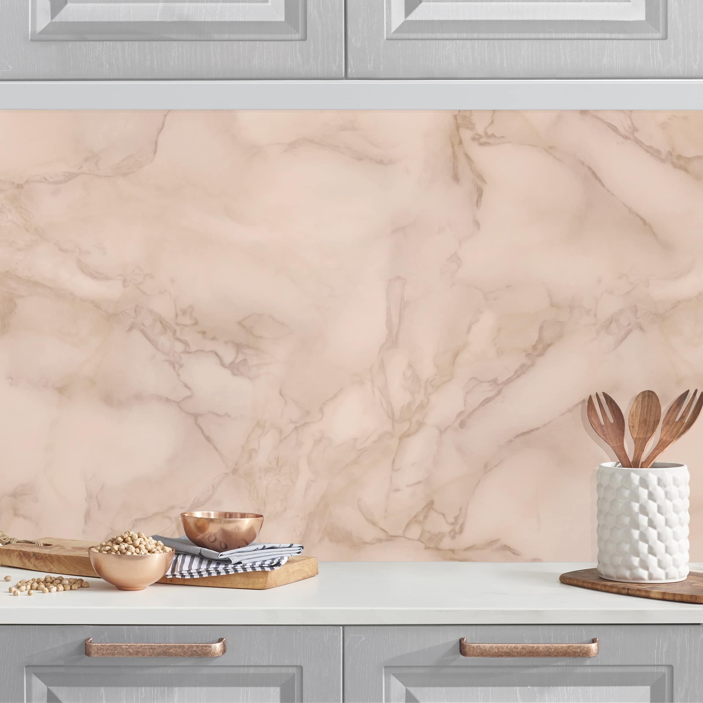 Bilderdepot24 Küchenrückwand selbstklebend beige Muster Motiv, (1-tlg., Nischenrückwand - für Fliesenspiegel ohne Bohren - matt), Nischenrückwand 3D-Effekt fugenlos Wandpaneel Küche Herd