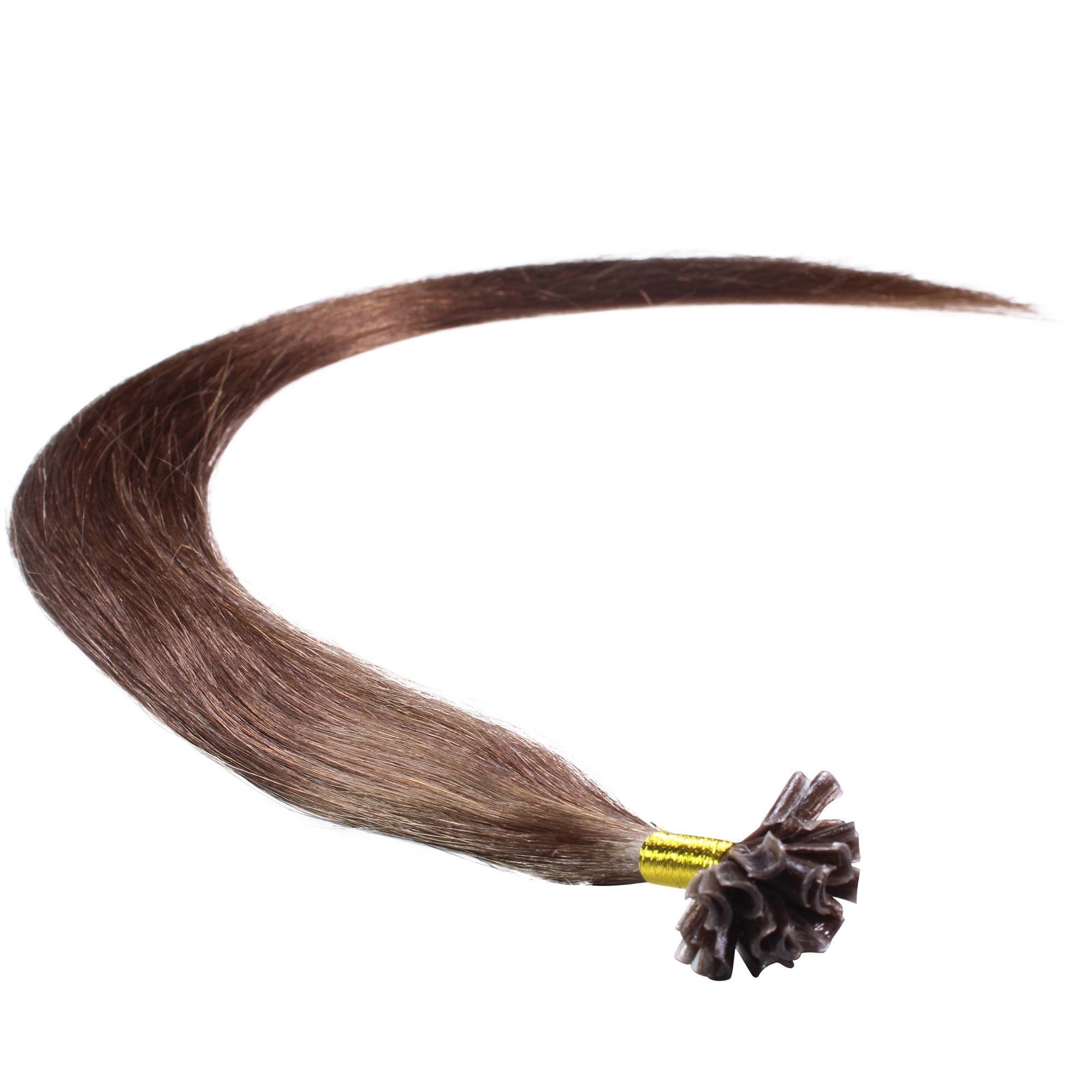hair2heart Echthaar-Extension Premium Extensions Mittelbraun 40cm Bonding Intensiv #4/77