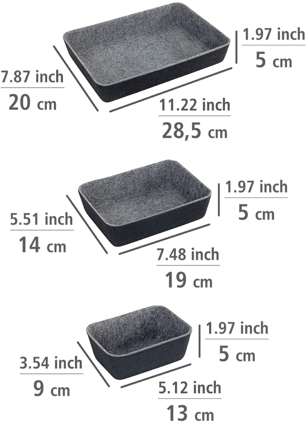 WENKO Organizer (Set, 7 St), Aufbewahrungsboxen für Schubladen, 3 Größen, recycelter Polyesterfilz