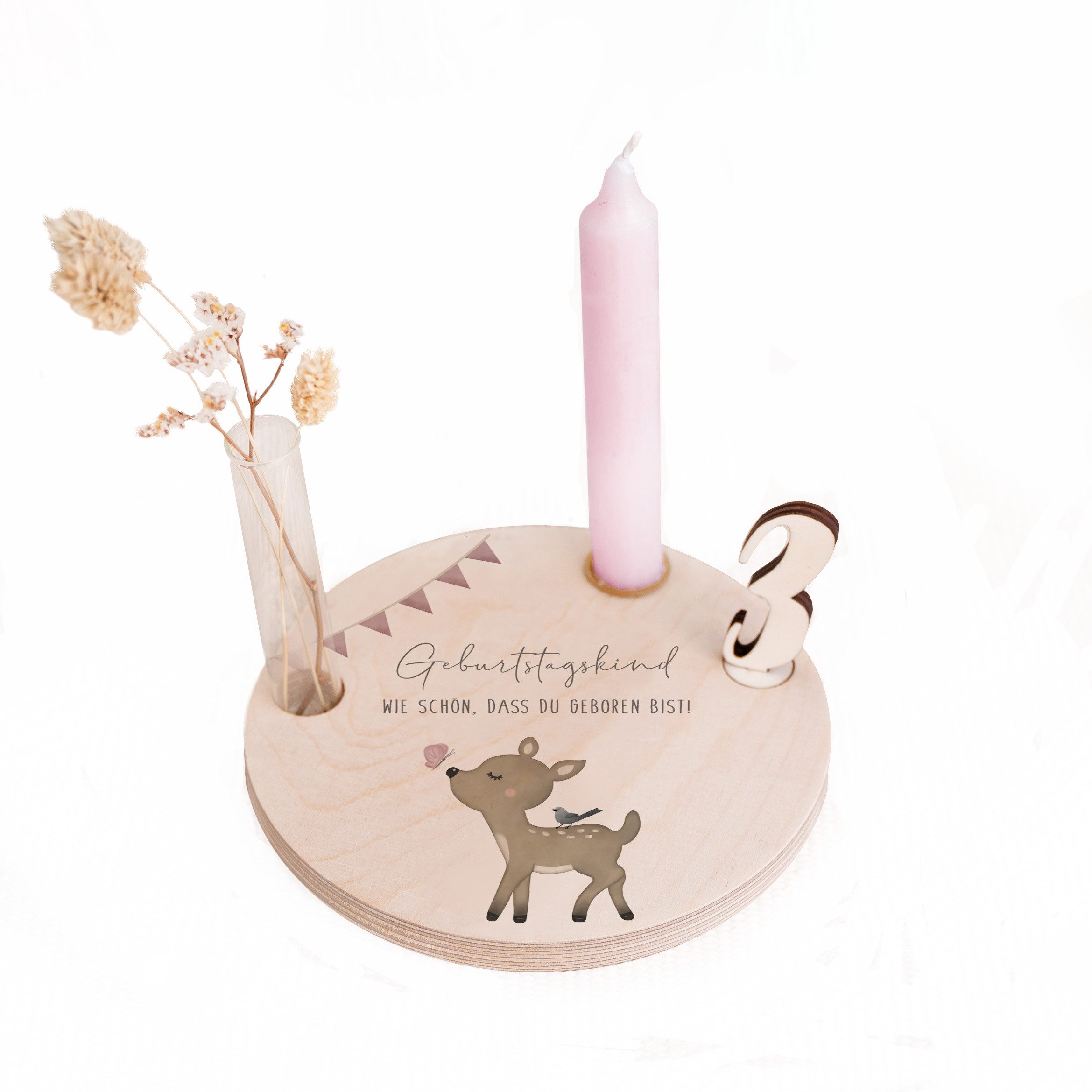 hellomini Geburtstagskerze Geburtstagsteller mit Kerzenhalter, Vase & Jahre günstig online kaufen