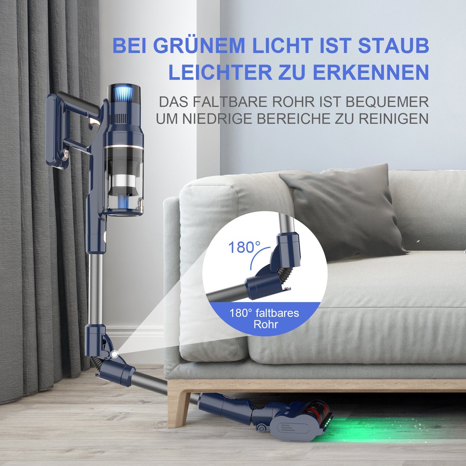 7*2500mAh 3 Aufbewahrung, Stielstaubsauger Aufladungsarten, Wandmontierte beutellos, 4 Kabel, Modi, vicsonic 520,00 ohne 65 min. Laufzeit, S7, LED-Frontleuchten, 4 Hand-und W,