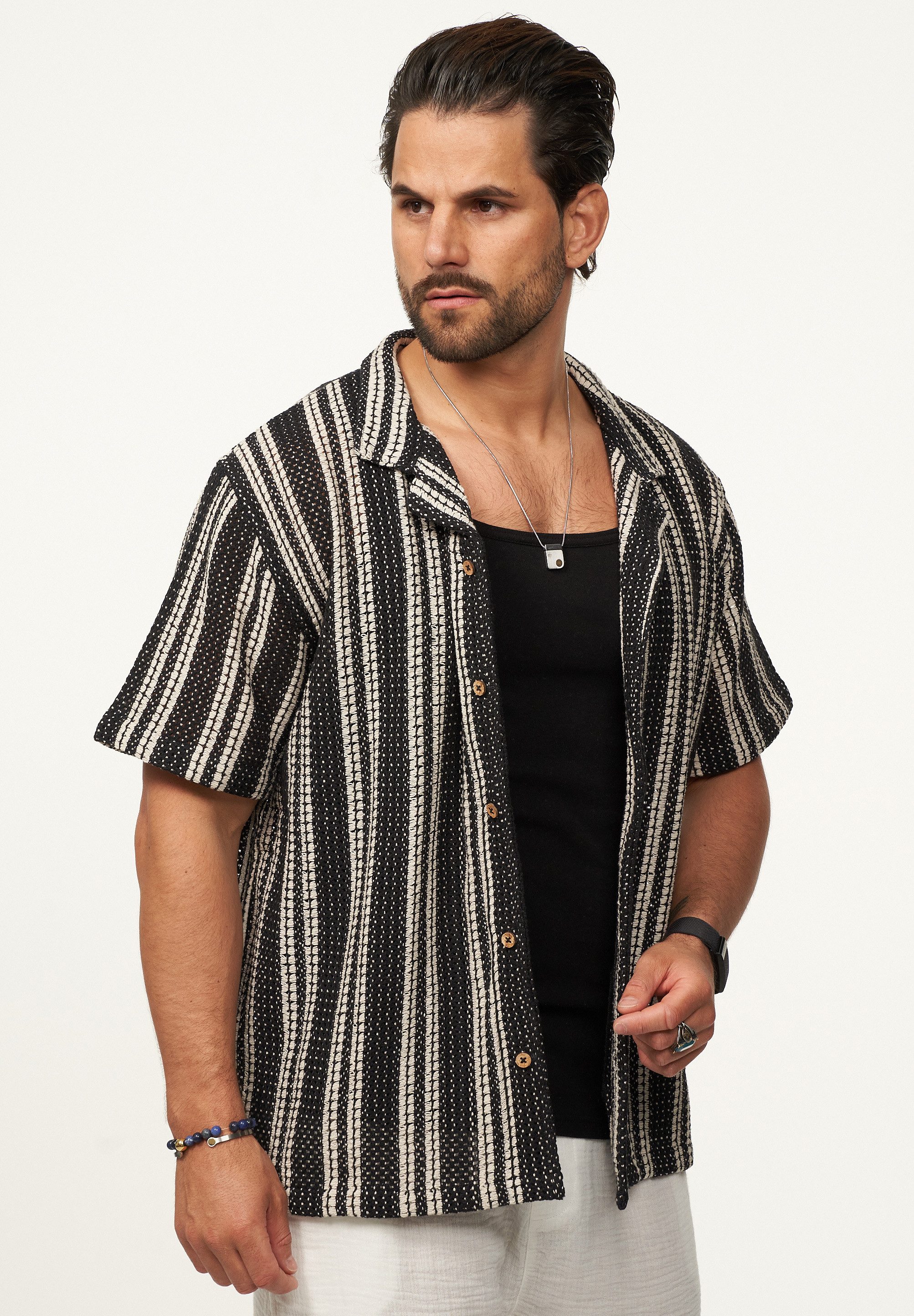 SOULSTAR Kurzarmhemd im Vintage Summer-Look Herren Kurzarm Strick Polo-Hemd günstig online kaufen