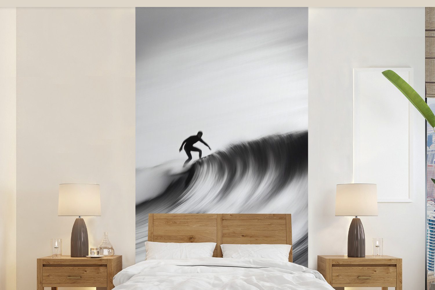 Fototapete Surfer - Welle - Verblasst - Schwarz