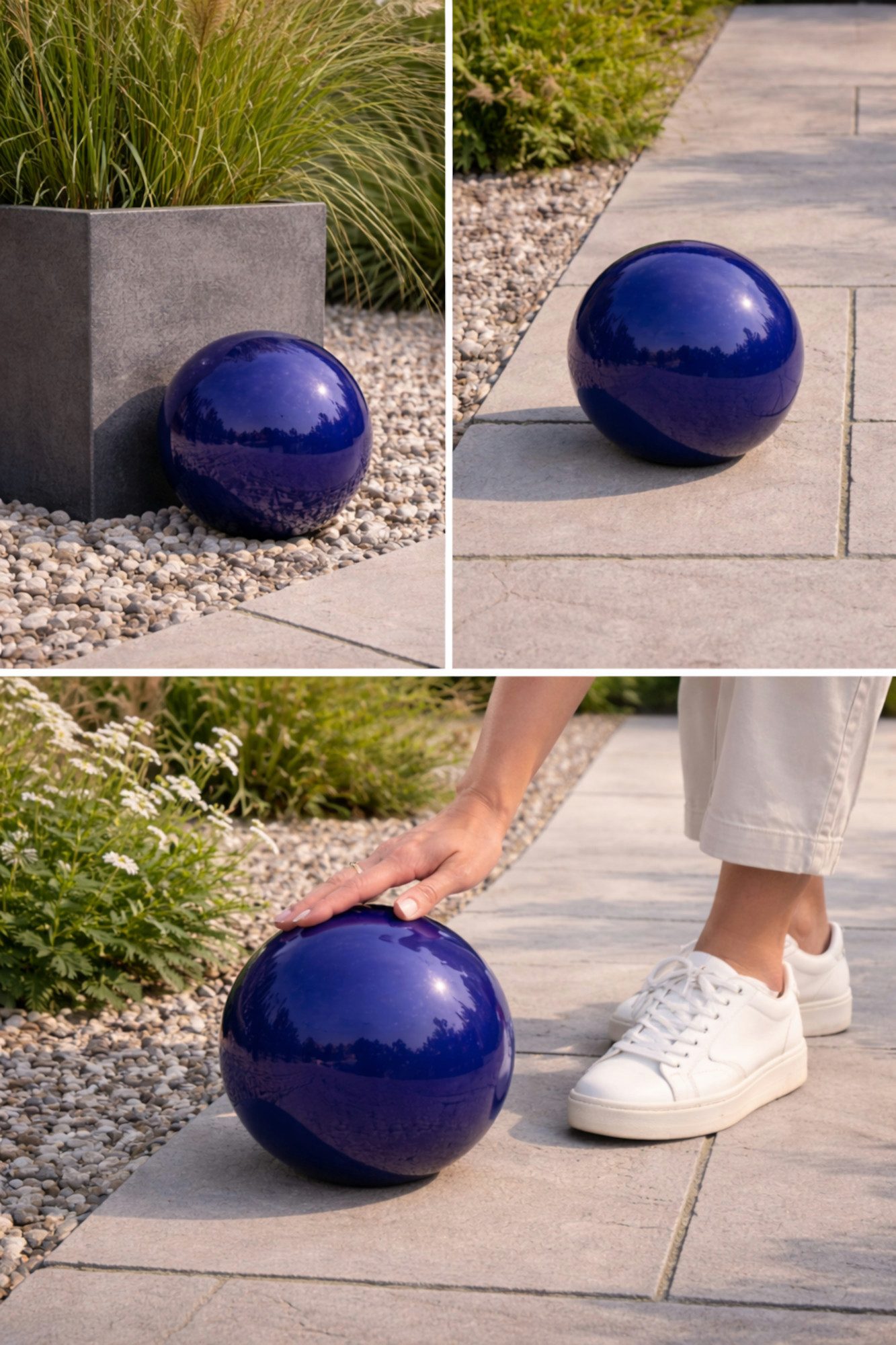 KERAZO Dekokugel 20 cm Keramik Gartenkugel Dekokugel Rosenkugel, Blau Dunkel, Frostfest, wetterfest, pflegeleicht, robust und vielseitig nutzbar