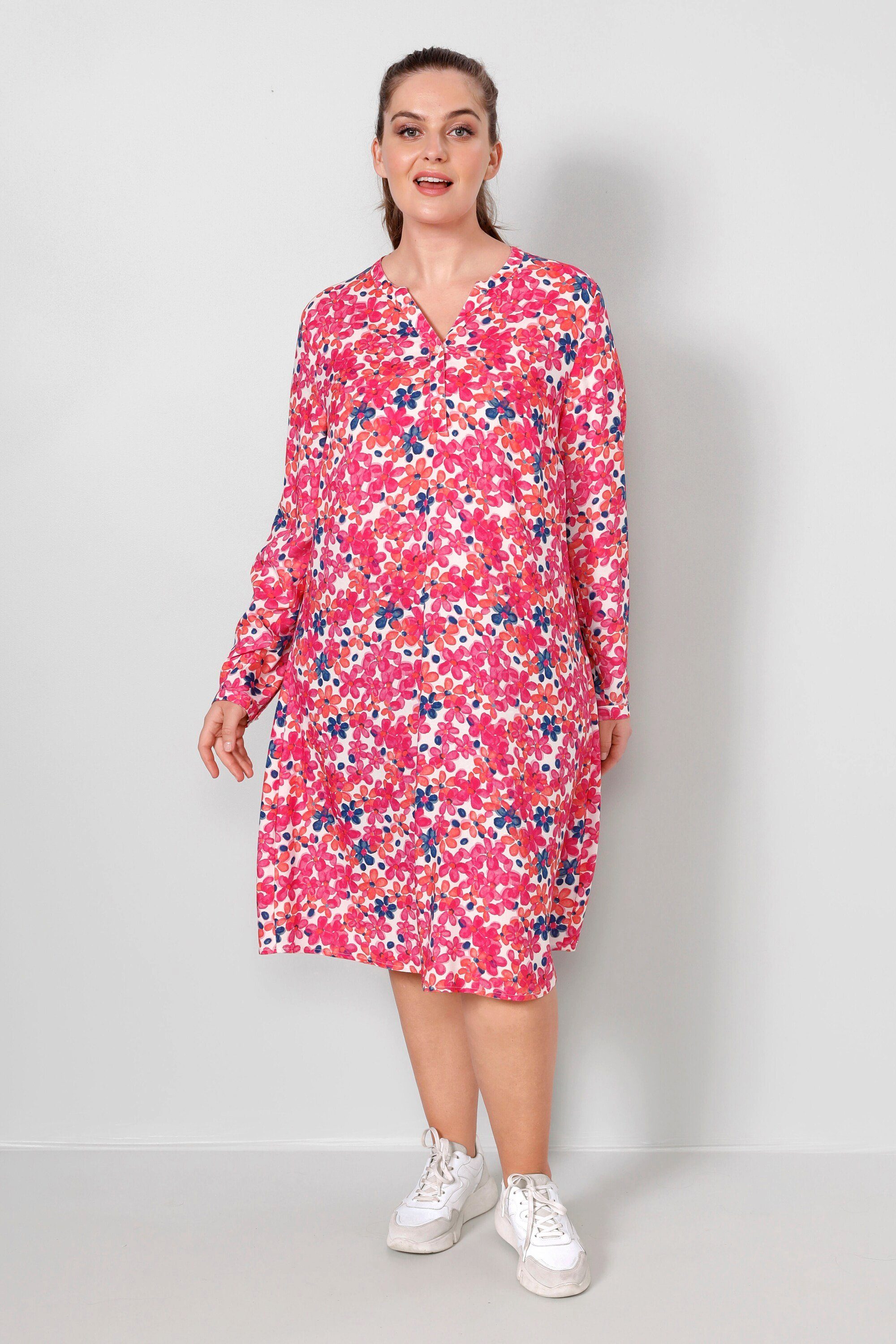 Janet & Joyce Sommerkleid Midikleid A-Line Blumenprint Langarm