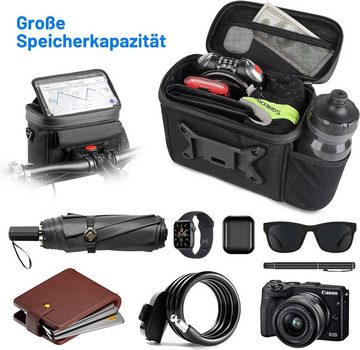 PFCTART Fahrradtasche 4.5L Schwarzer faltbarer Mehrzweck-Radsportbeutel Fahrradlenkerpaket (Mit Touchscreen), Abdichtung