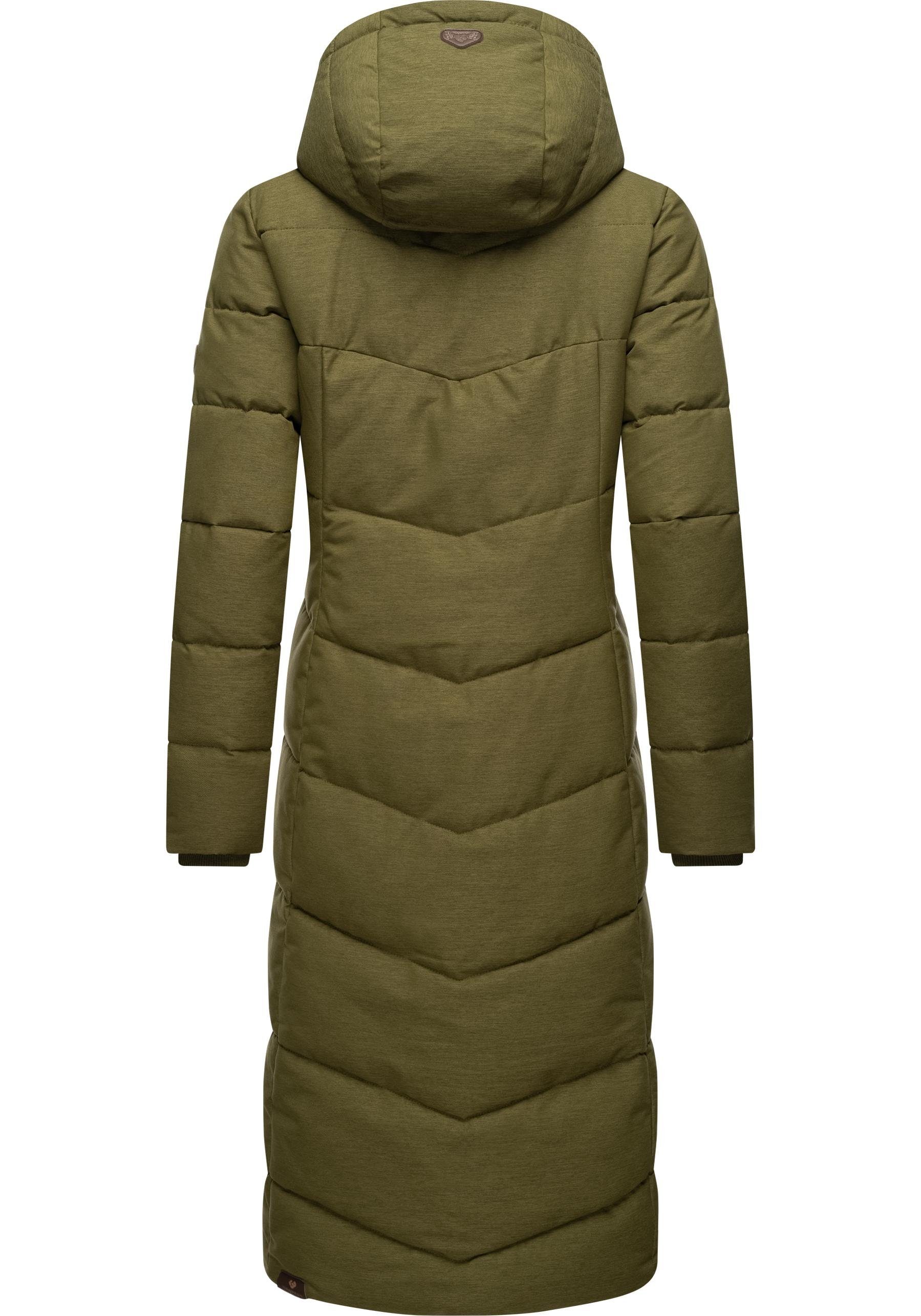 Ragwear Wintermantel Pavla Long extralanger Winterparka mit Teddyfutter und Kapuze
