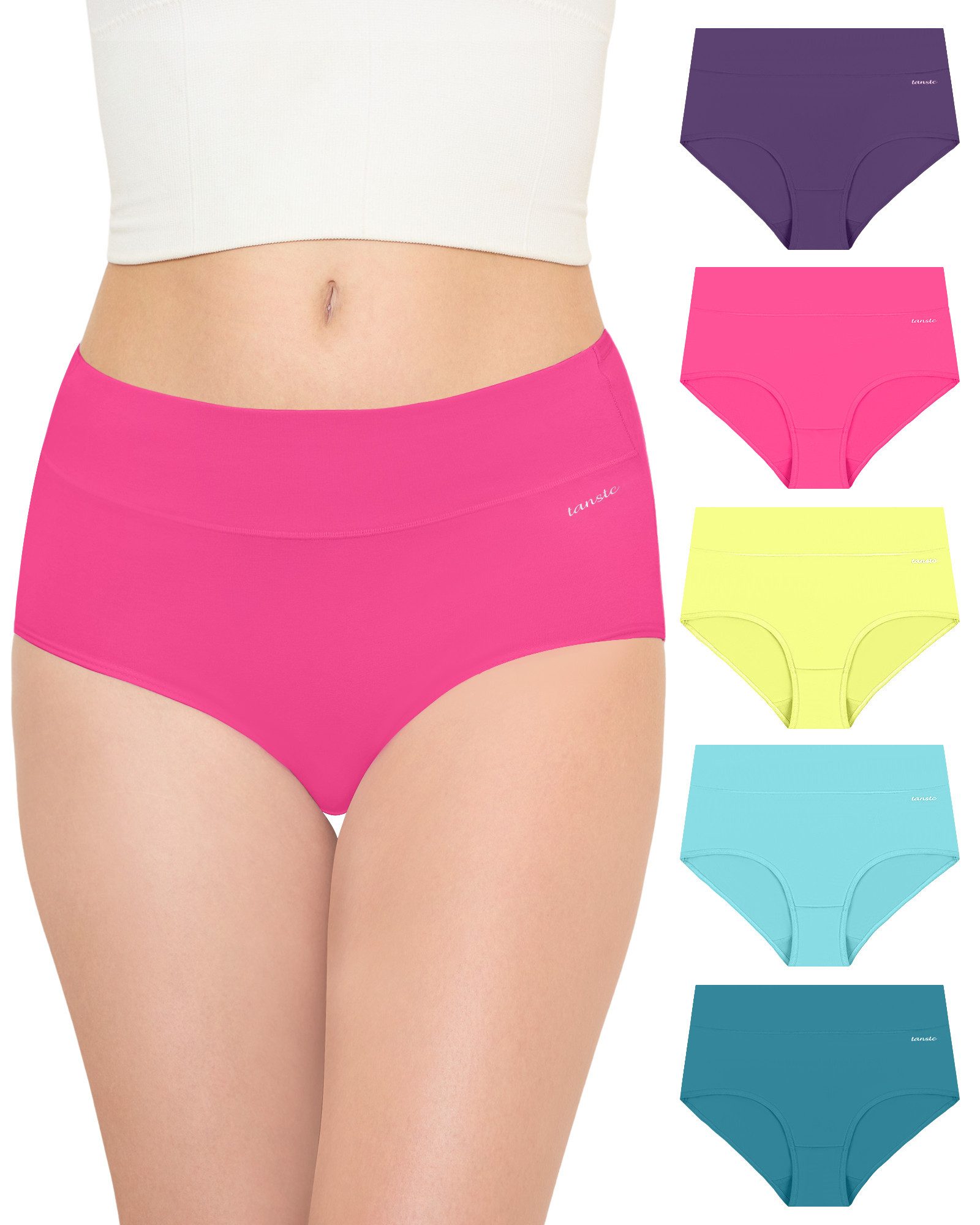 TANSTC Taillenslip Unterhosen Damen Baumwolle Slip (Packung, 5er-Pack) atmungsaktiv, hautfreundlich, elastisch, formbeständig