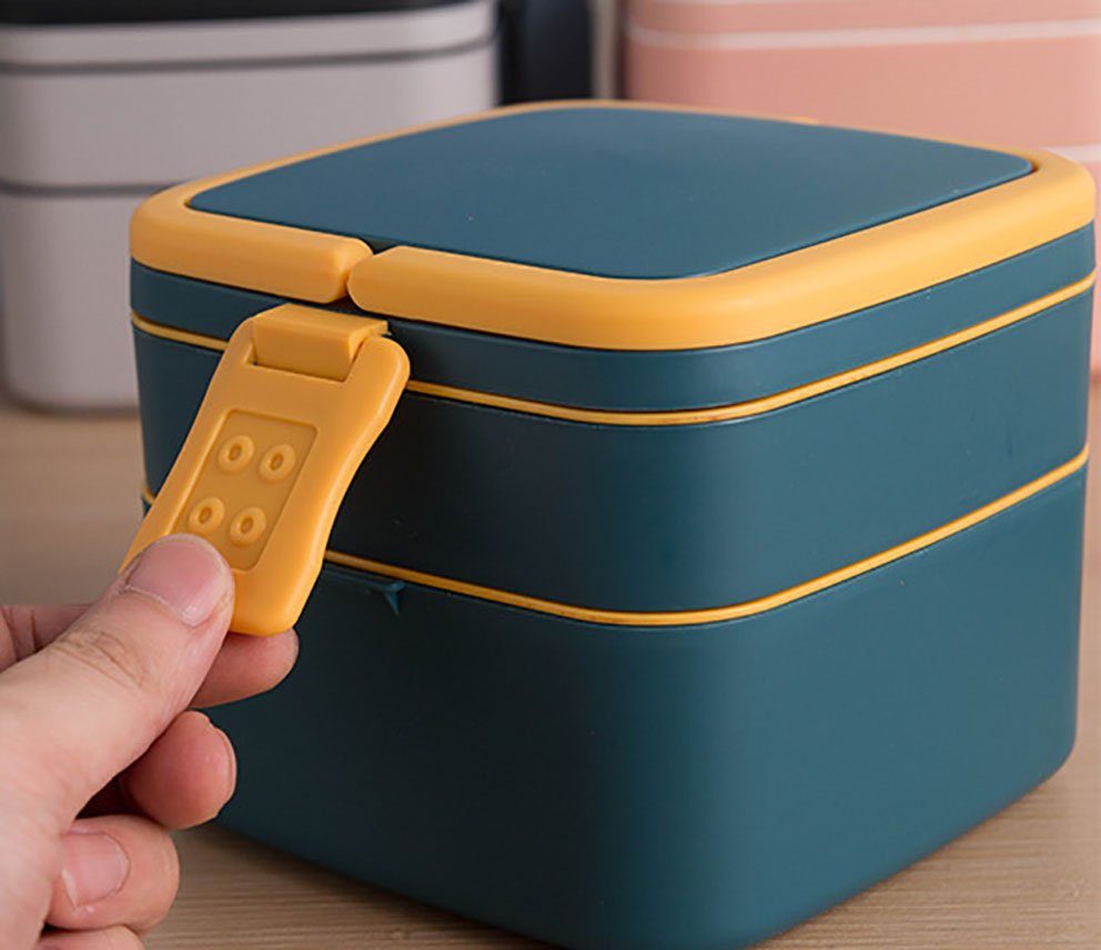 Bento-Box Deckel SRRINM Lunchbox Doppellagige Lunchbox Mikrowellengeeignete mit