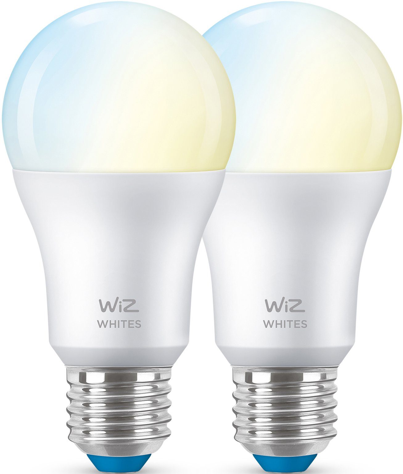 WiZ LED-Leuchtmittel White 60W E27 Standardform Tunable matt Doppelpack, E27, Neutralweiß
