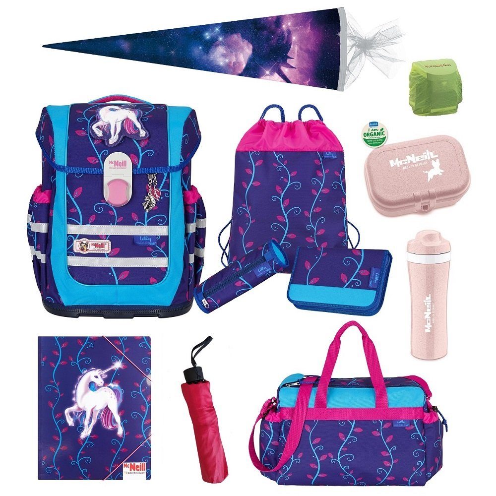 McNeill Schulranzen Ergo Complete (Set, 12-tlg), LILLY mit Motivmagnet Einhorn / Unicorn