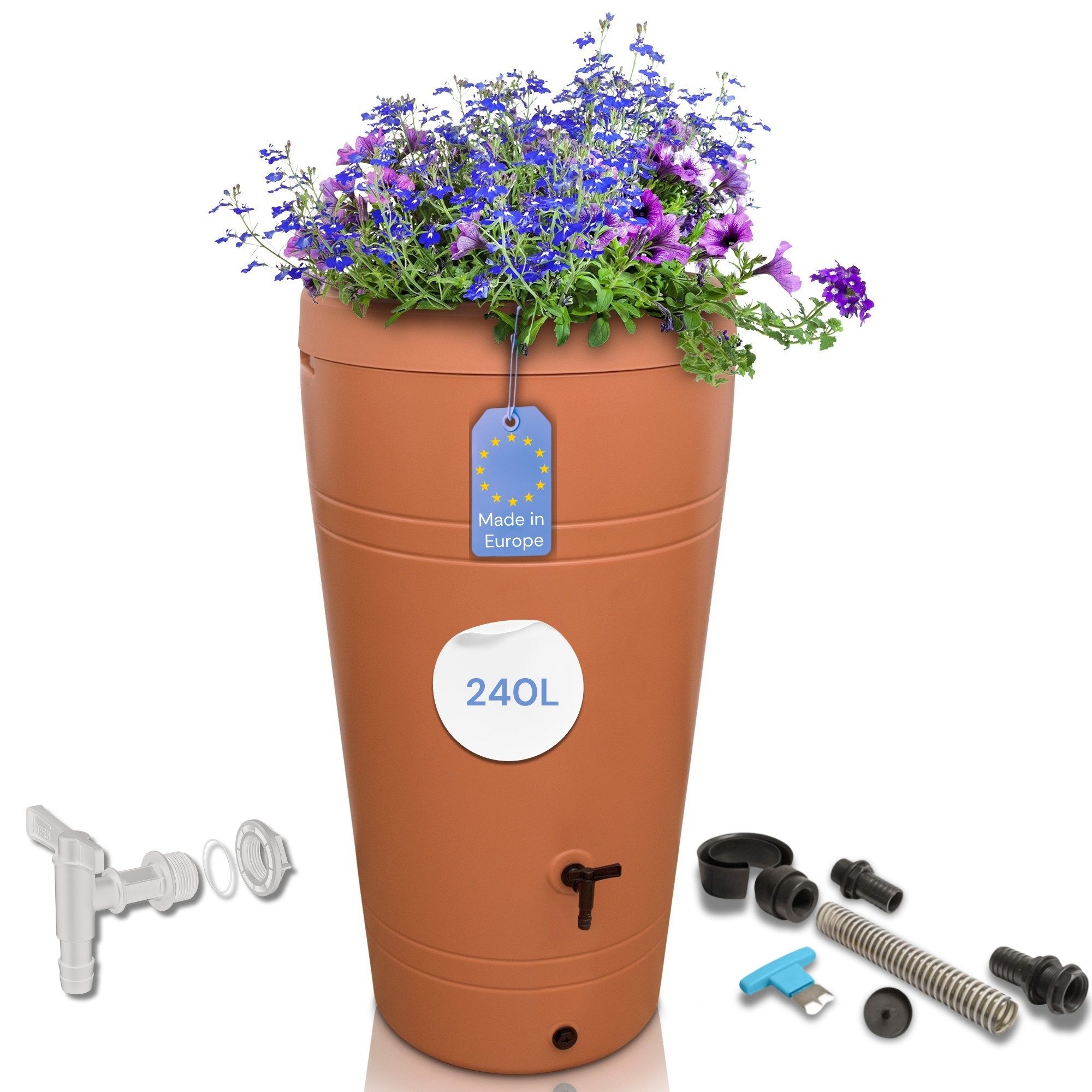 YourCasa Regentonne 230 Liter [Decore ] mit Anschlusset - Regenfass aus Kun günstig online kaufen