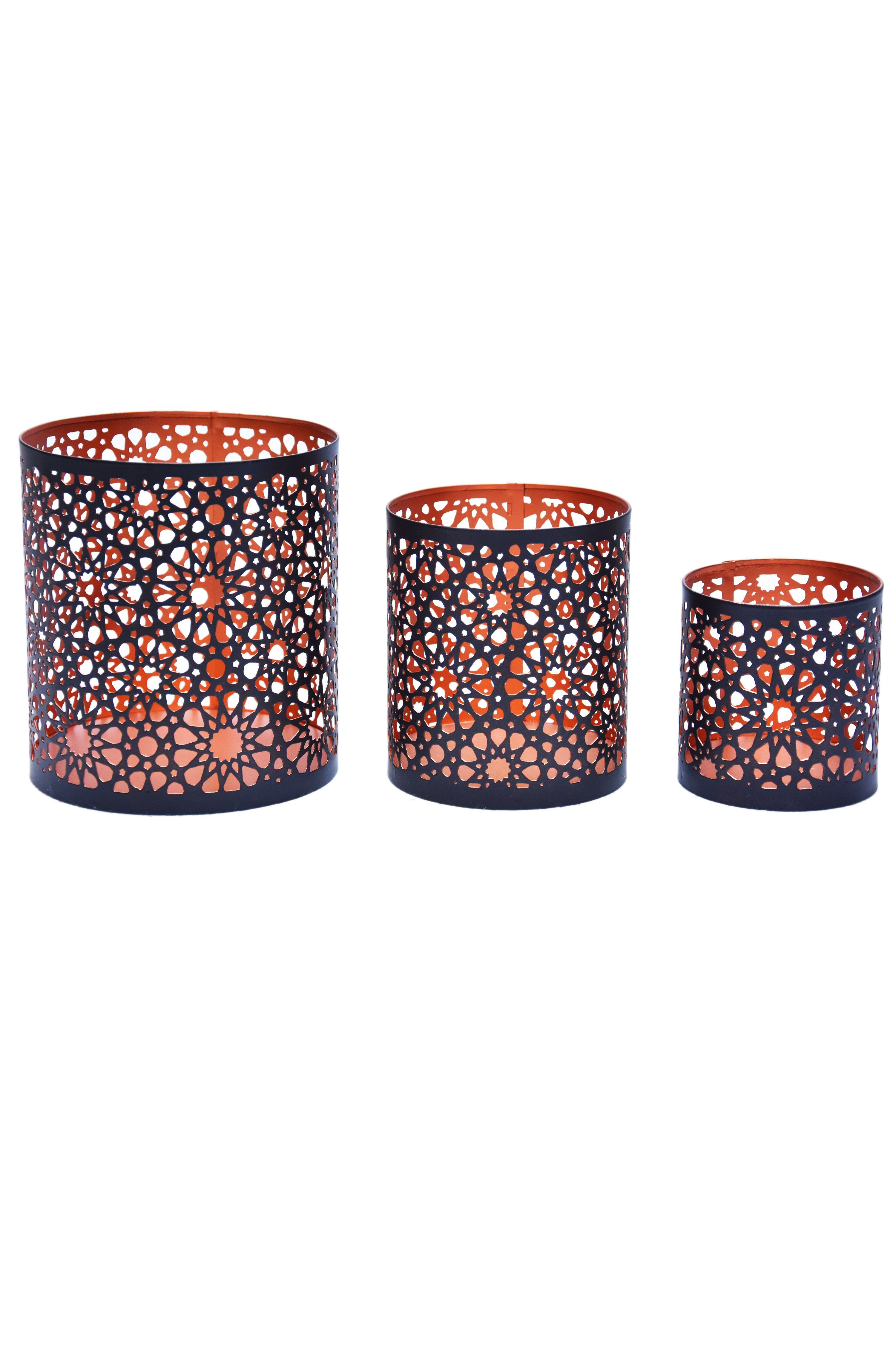 Marrakesch Orient & Mediterran Interior Teelichthalter 3er Set Marokkanisches Windlicht Adiba Teelichthalter Metall 14 cm (3 St), Handarbeit