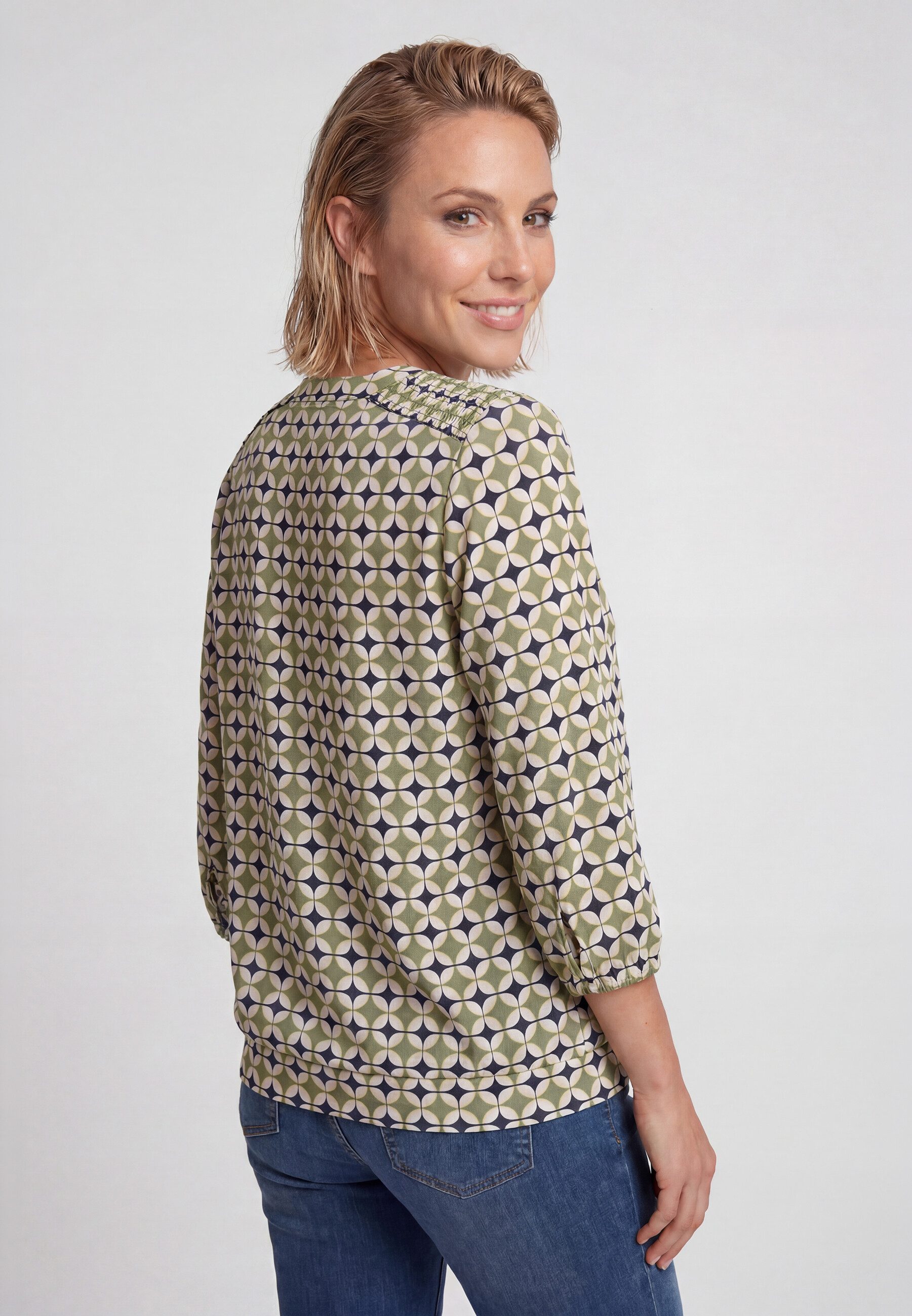 Olsen Tunikashirt Shirt mit Allover-Dessin und Tunikaausschnitt