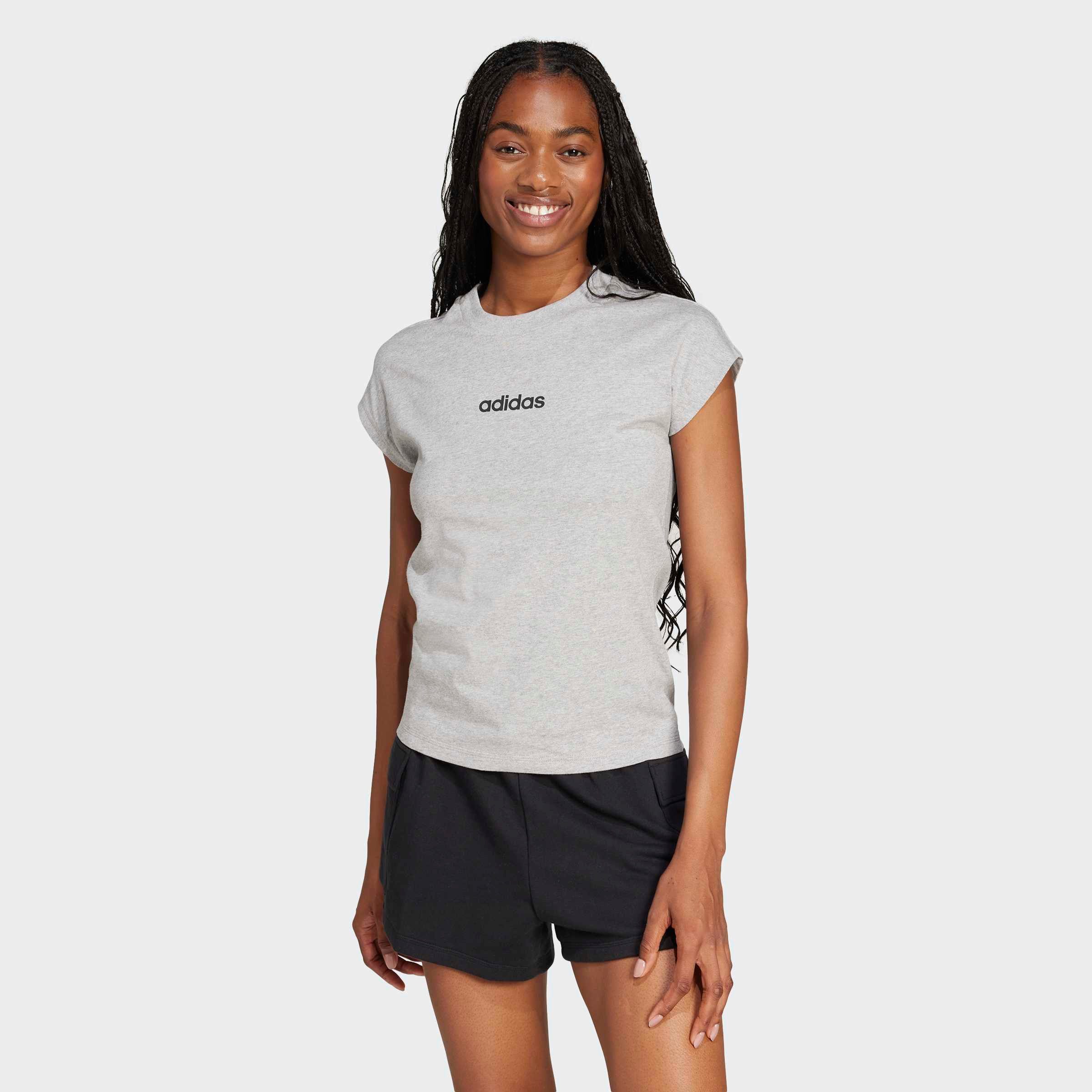 adidas Sportswear T-Shirt ESSENTIALS LINEAR COTTON sportlicher Stil, Kurzarm, ohne Verschluss, aus Baumwolle