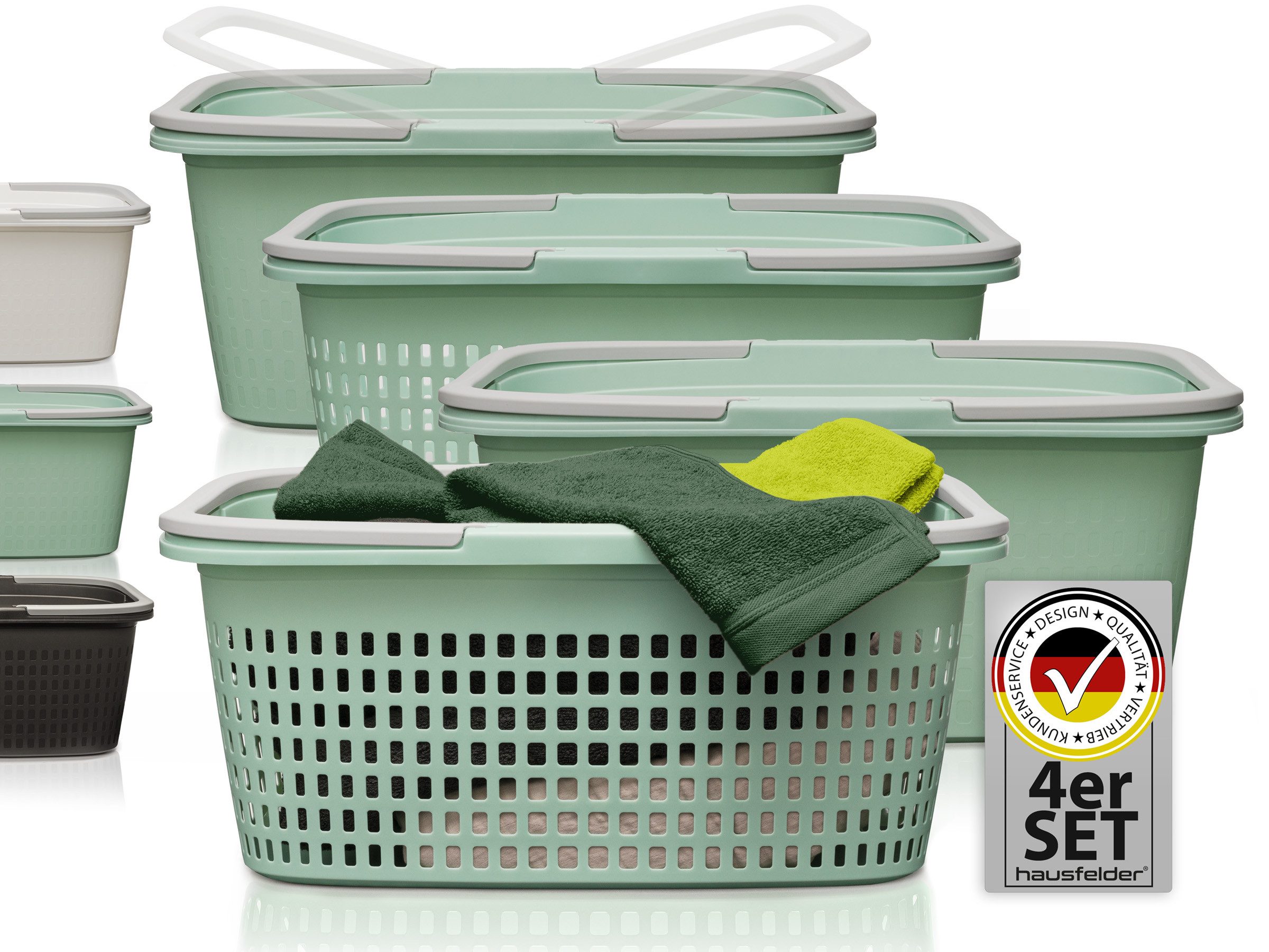 Hausfelder Wäschekorb Wäschewanne 58x37x25cm (Jadegrün, 2 günstig online kaufen