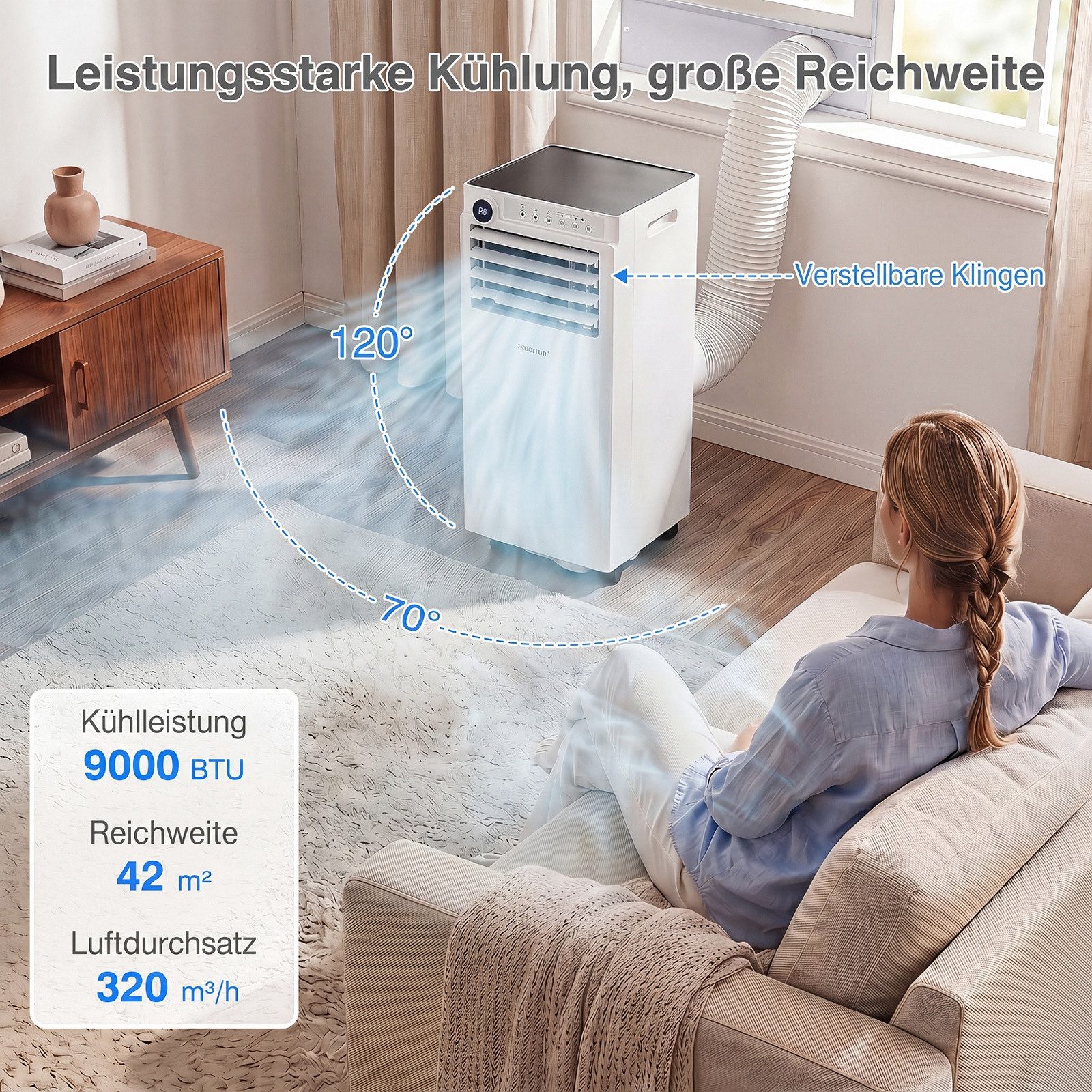 COSTWAY 3-in-1-Klimagerät, 9000BTU Klimaanlage mit Abluftschlauch