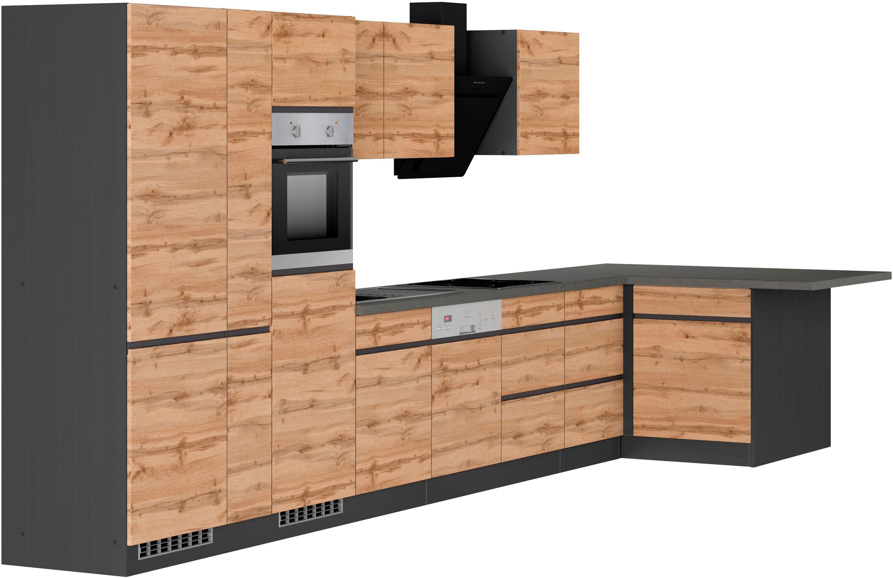 KOCHSTATION Winkelküche KS-Riesa, Stellbreite 490/153 cm, wahlweise mit Induktionskochfeld