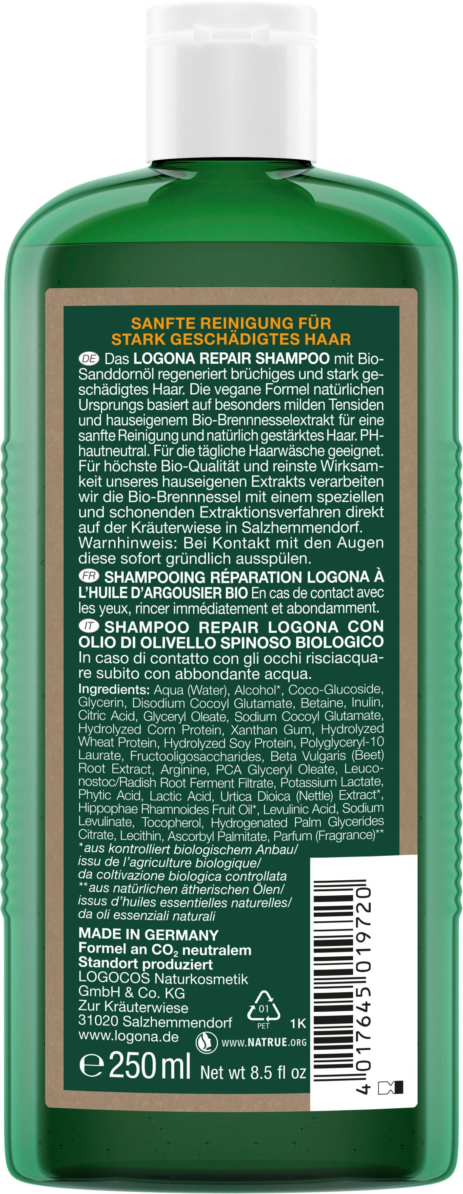 Haarshampoo Repair&Pflege Shampoo Logona Bio-Sanddorn LOGONA