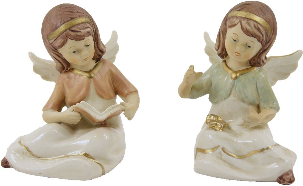 Engelfigur Engel sitzend 2-teilig 11 cm
