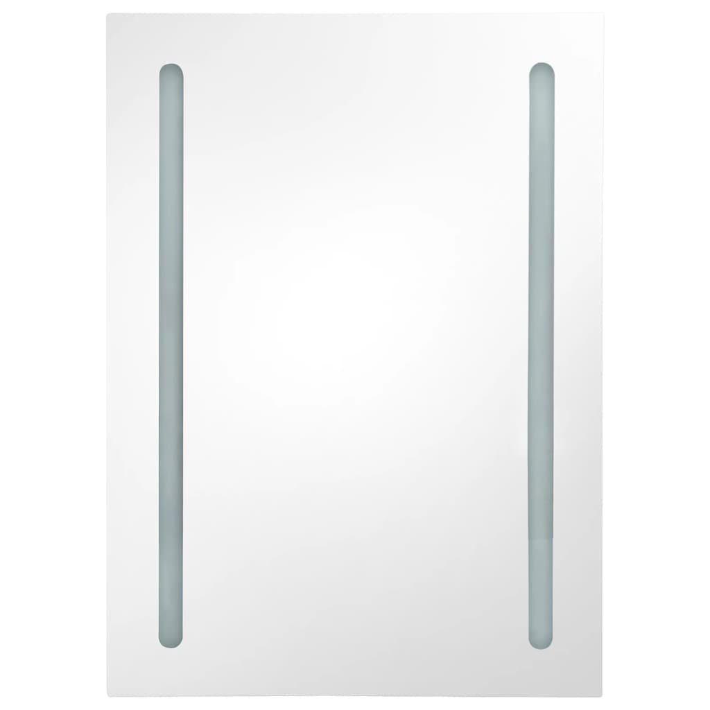 vidaXL Badezimmerspiegelschrank LED-Bad-Spiegelschrank Weiß Weiß cm Eichen-Optik Eichefarben (1-St) 50x13x70 und und