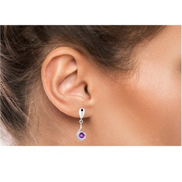 Limana Paar Ohrstecker hängende Ohrringe echter lila Amethyst Edelstein 925 Sterling Silber (inkl. Herz Dose), Geschenk Idee Geschenkidee Schmuck für jeden Tag