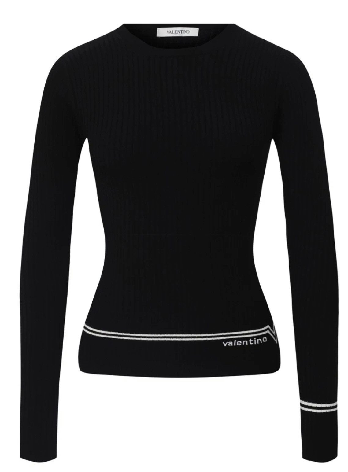 Valentino Strickpullover Logo Knitwear Intarsia Slim Fit Rundhals Pullover Hochwertige, dicht gestrickte Qualität mit strukturierter Oberfläche