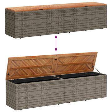 vidaXL Auflagenbox Gartentruhe Grau 220x50x54 cm Polyrattan Akazienholz Auflagenbox Kisse