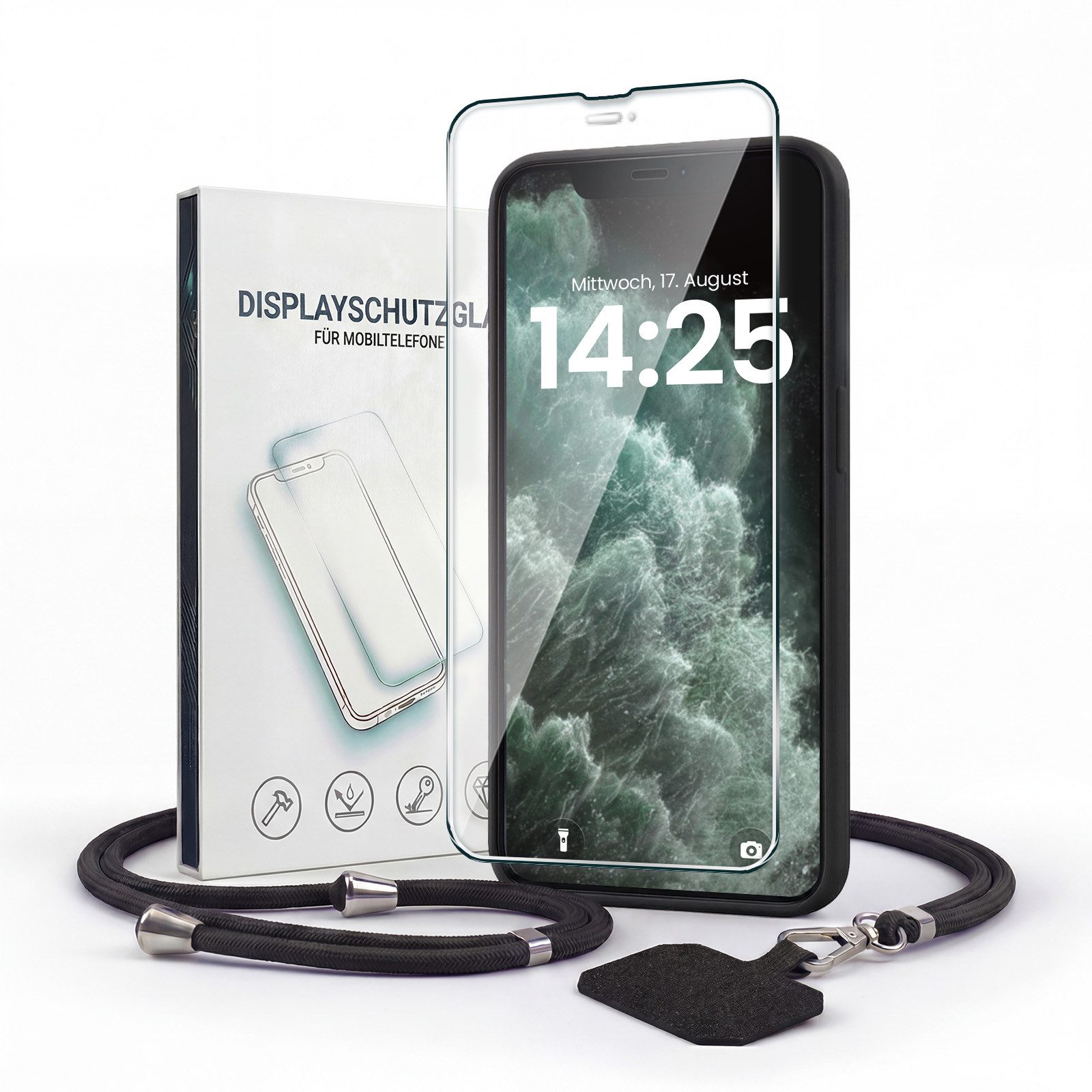 Handyhülle SoftGrip Cover Hülle mit Trageband für Apple iPhone X 5.8 Zoll, 5.8, Handy Case Kameraschutz mit Handykette Handyband Umhängeband Lanyard