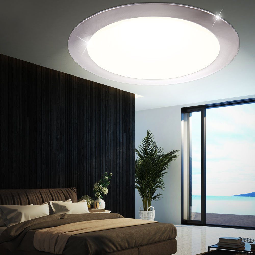 Globo LED Panel, LED-Leuchtmittel LED Schlafzimmer Decken Warmweiß, verbaut, Einbau fest Flur 12 Panel W Strahler Leuchte silber