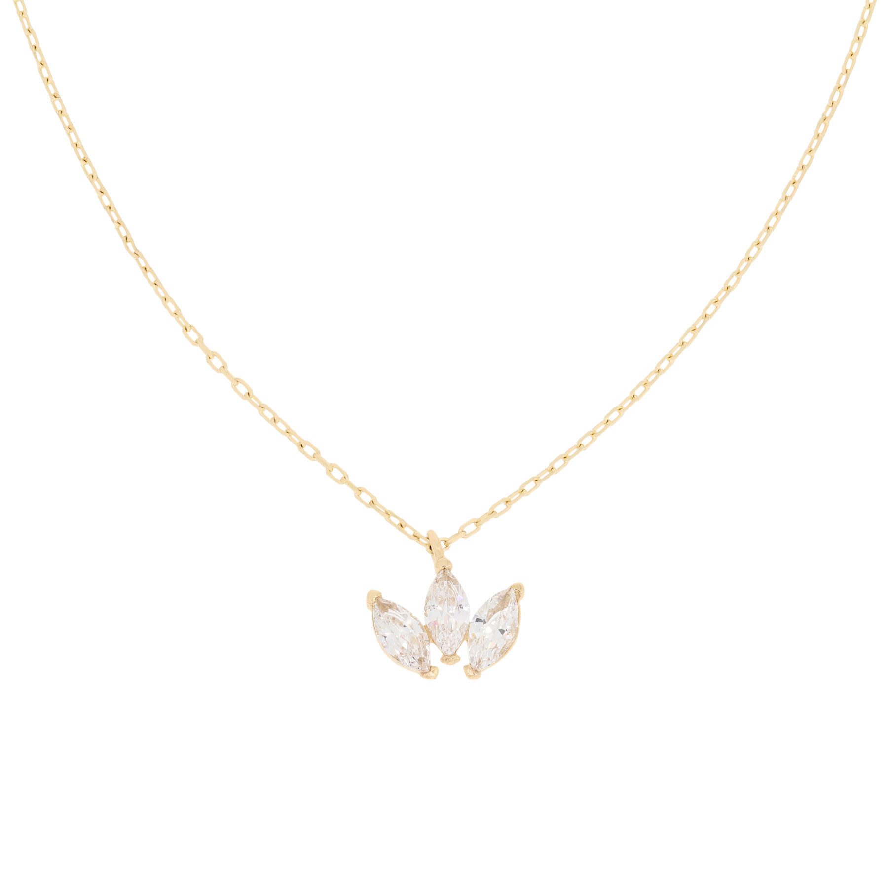 Collier 585er Gelbgold Collierkette mit Zirk. Blüten-Anh.