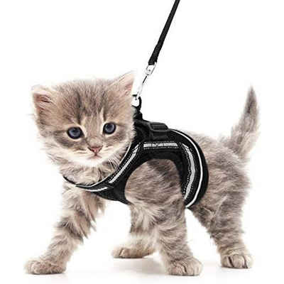 Lubgitsr Katzen-Halsband Katzengeschirr mit Leine Ausbruchsicher, Katzenleine mit Geschirr