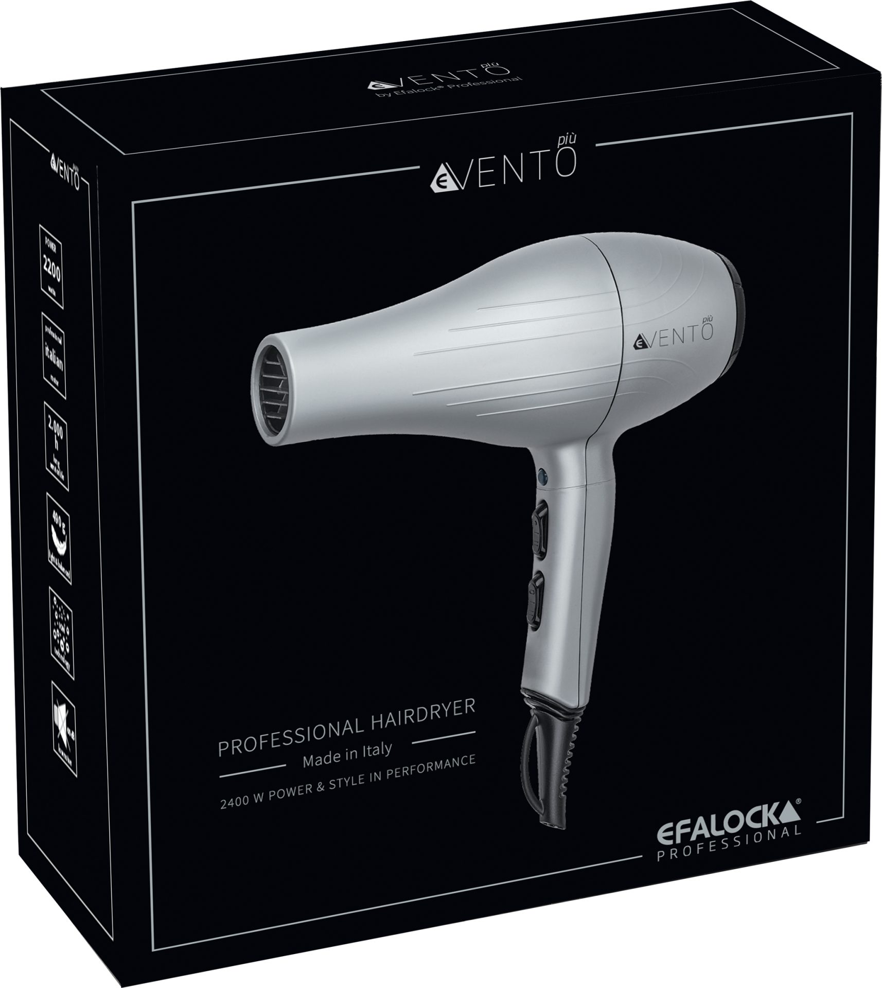 EFALOCK Professional Haartrockner Efalock Haartrockner, 2400 W, Set mit Haartrockner und Zubehör, Ionentechnologie, Kaltluftfunktion, Überhitzungsschutz