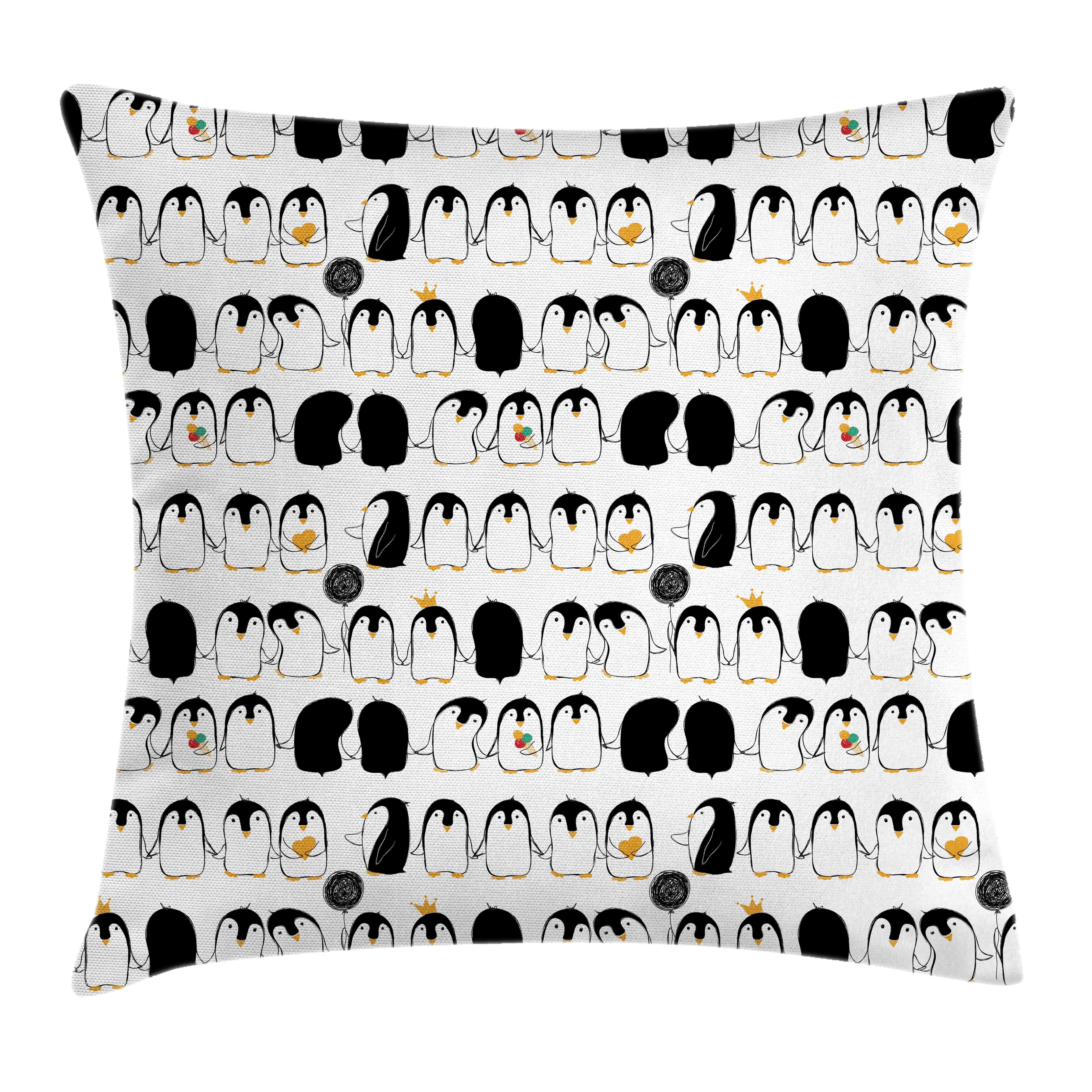 Kissenbezüge Waschbar mit Reißverschluss Kissenhülle mit Farbfesten Klaren Farben Beidseitiger Druck, Abakuhaus (1 Stück), Penguins Nursery Tierische Liebe